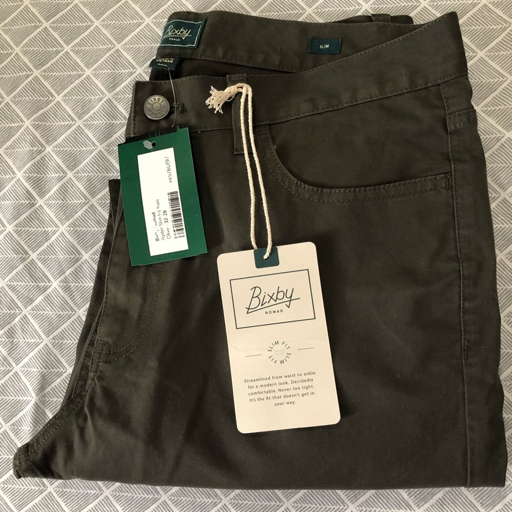 NWT Bixby Nomad Ryder Slim Fit Pant in Olive SZ 32